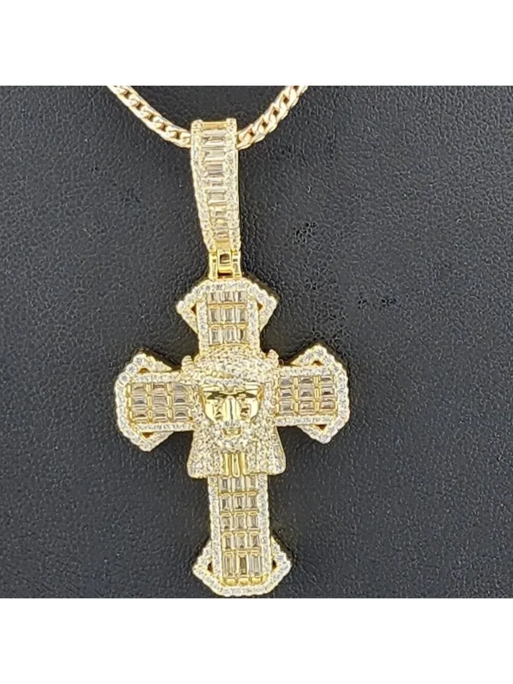 Sterling Silver 925 Cross Necklace with Jesus Face Religious Pendant